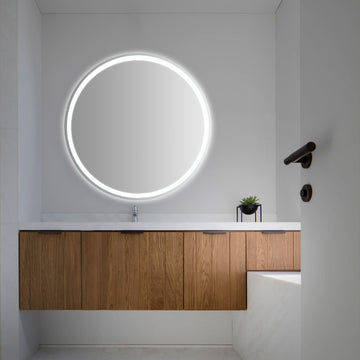 Dane 27 Round Frameless Anti-Fog Aluminum Front/Back-lit Tri-color LED Bathroom Vanity Mirror with Smart Touch Control - JONATHAN Y
